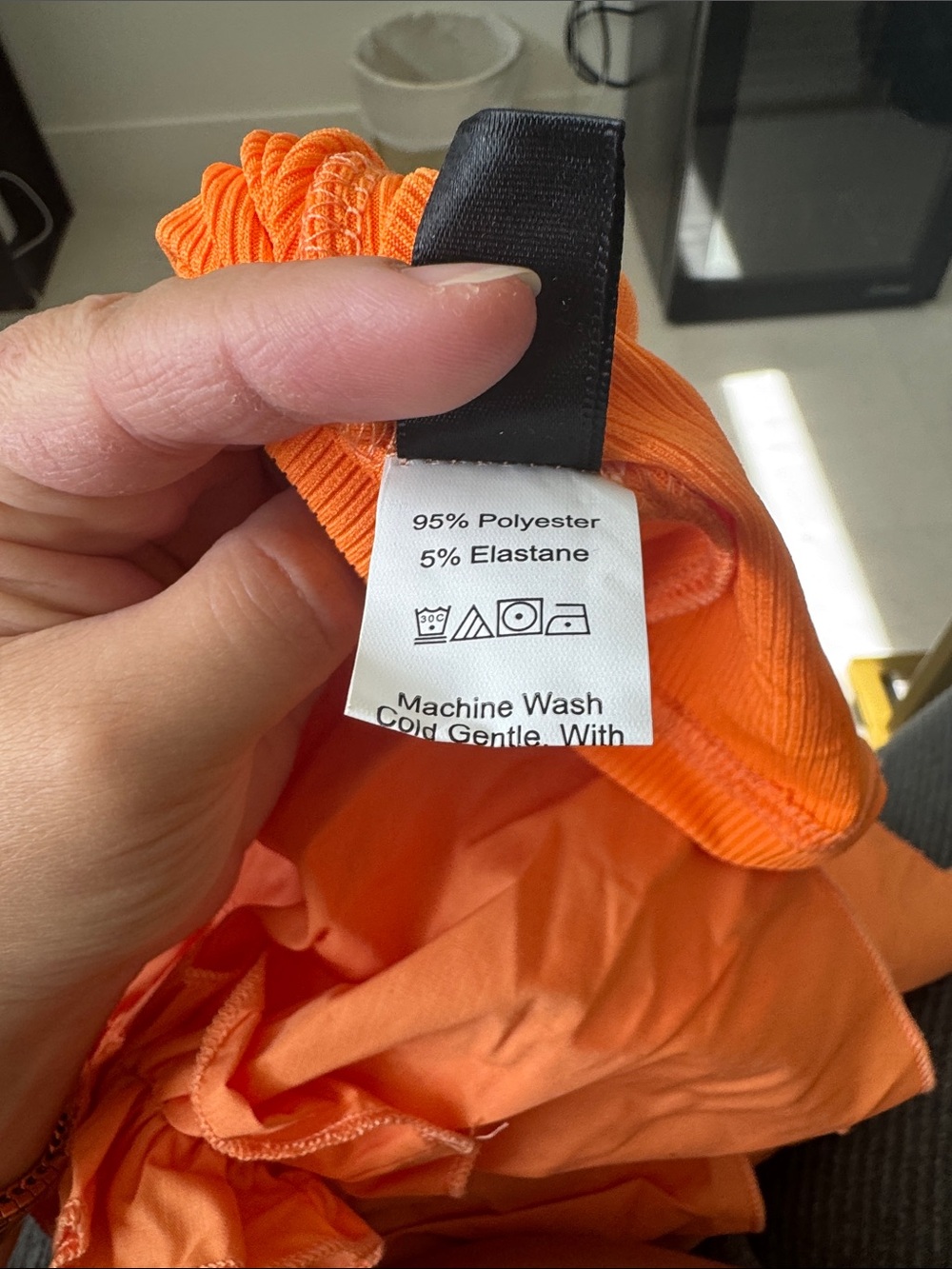 One-Shoulder Ruffle Orange Top - Picture 6 of 6